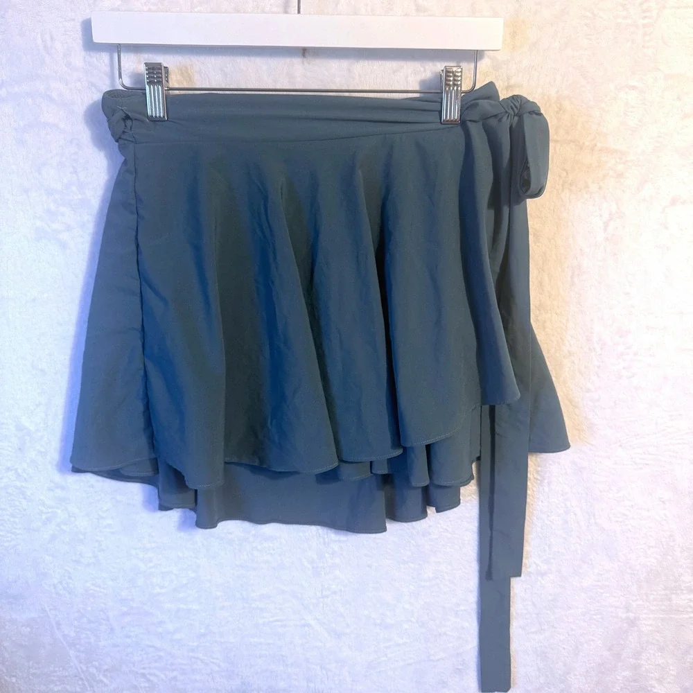 Halara Wrap Skirt Ruffle Side‎ Tie Large Slate Blue Women